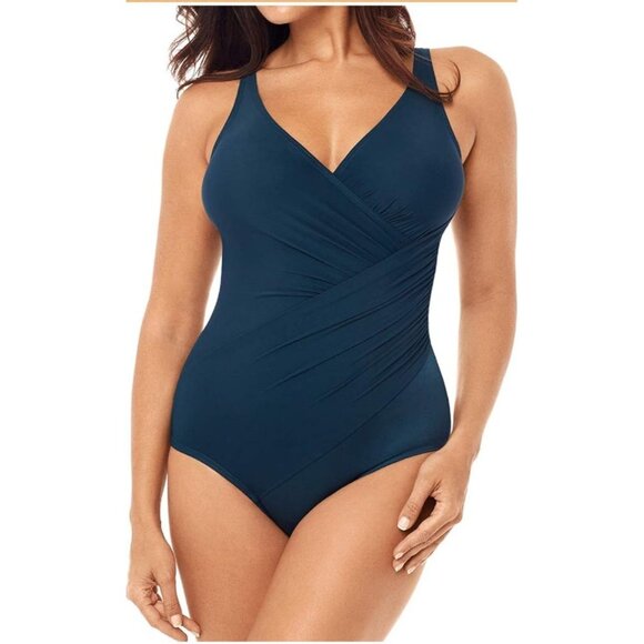 Miraclesuit Women Size 18 Nova Green Oceanus Tummy Control Swimsuit Slimming NEW - Picture 2 of 3
